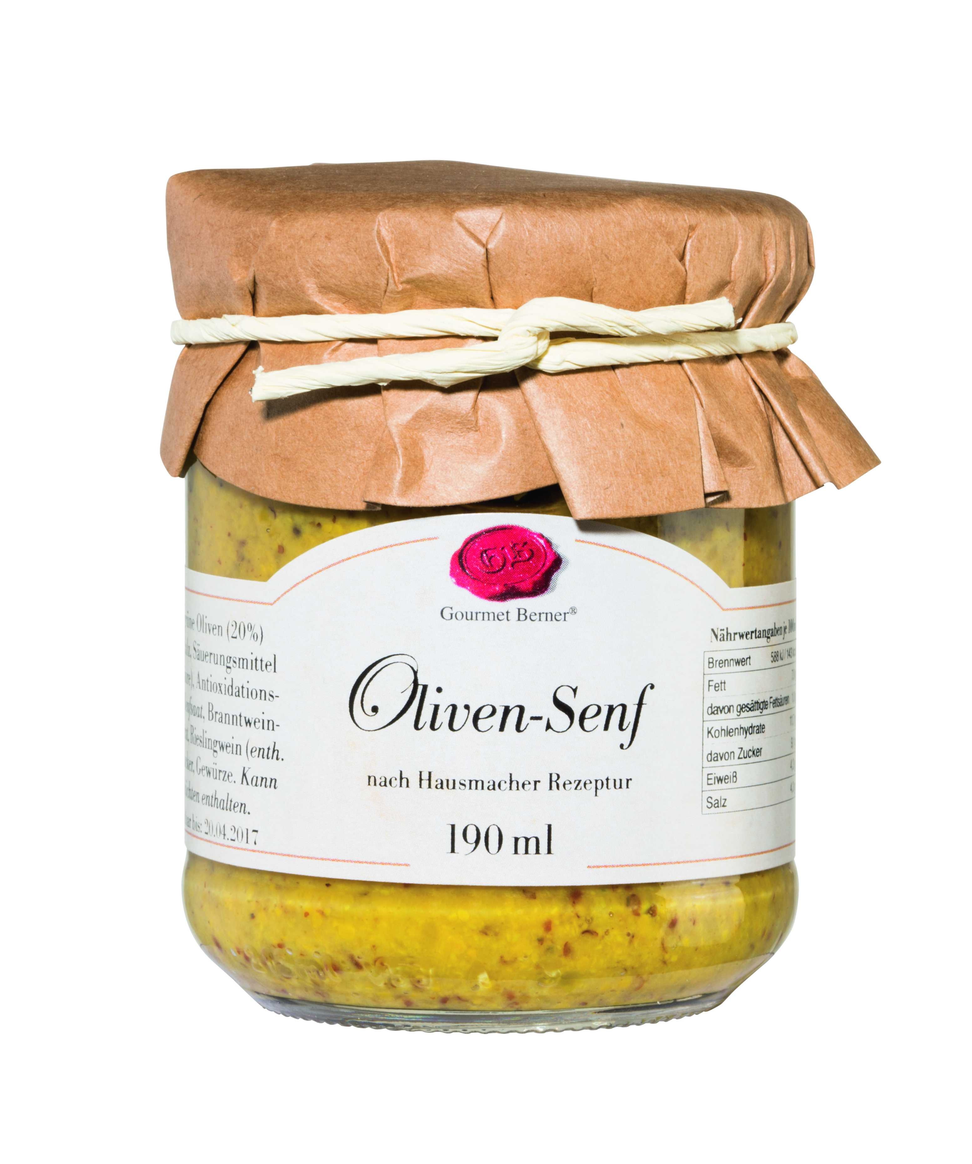 Oliven Senf grob im 190ml Glas